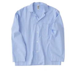 Poplin Pyjamas Shirt Blue Pin Stripes