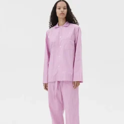 Poplin Pyjamas Shirt Purple Pink Stripes