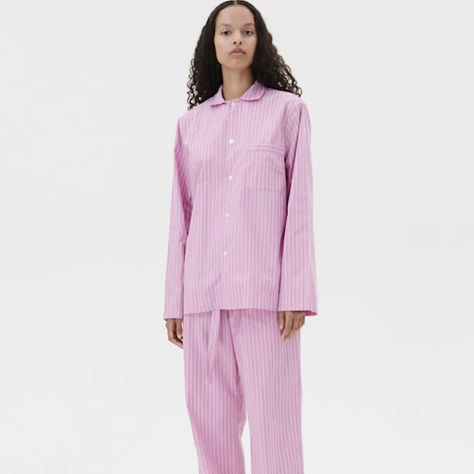 Poplin Pyjamas Shirt Purple Pink Stripes
