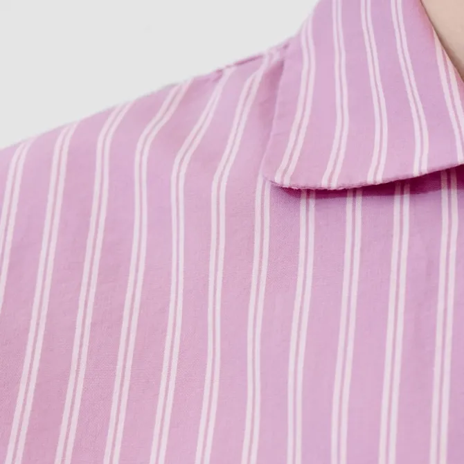 Poplin Pyjamas Shirt Purple Pink Stripes