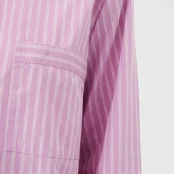 Poplin Pyjamas Shirt Purple Pink Stripes