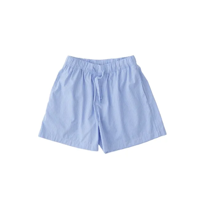 Poplin Pyjamas Shorts Blue Pin Stripes