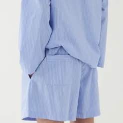 Poplin Pyjamas Shorts Blue Pin Stripes