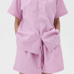 Poplin Pyjamas Shorts Purple Pink Stripes