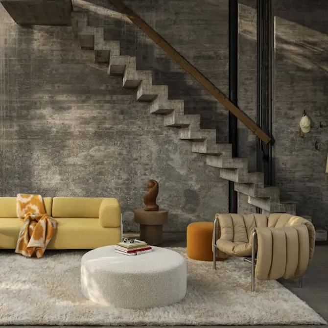 Puffy Lounge Chair + Ottoman