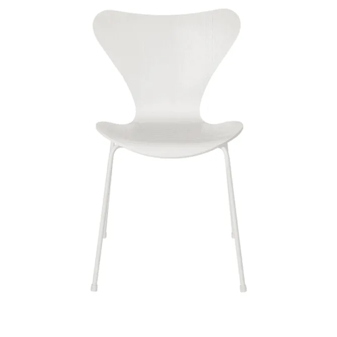 Series 7 stol 3107 farget askfiner stålram hvit