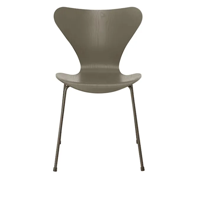 Series 7 stol 3107 farget askfiner stålram brun bronse