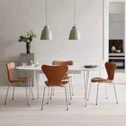 Series 7 stol 3107 heltrukket lær stålramme krom