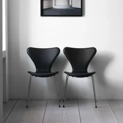 Series 7 stol 3107 heltrukket lær stålramme krom
