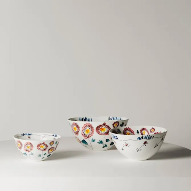 Serving Bowl M Anemone Milk - Set of 2