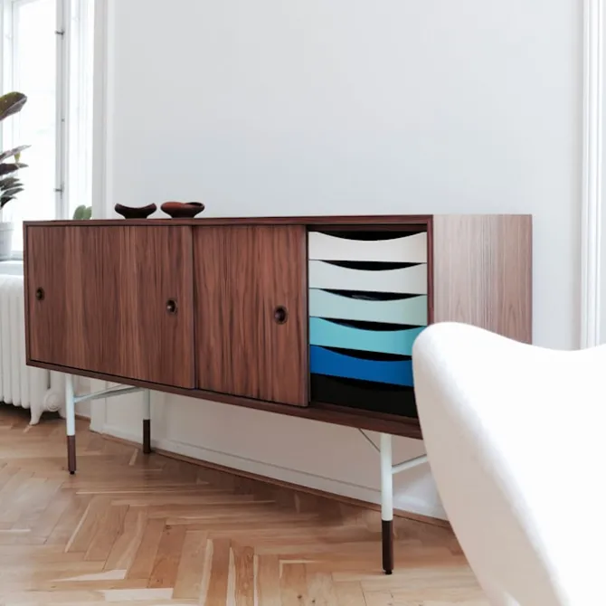 Sideboard Cold med lådor Oak White/Light Blue