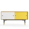 Sideboard utan lådor Dark oiled oak, White/Yellow