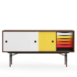 Sideboard Warm med lådor Walnut White/Yellow