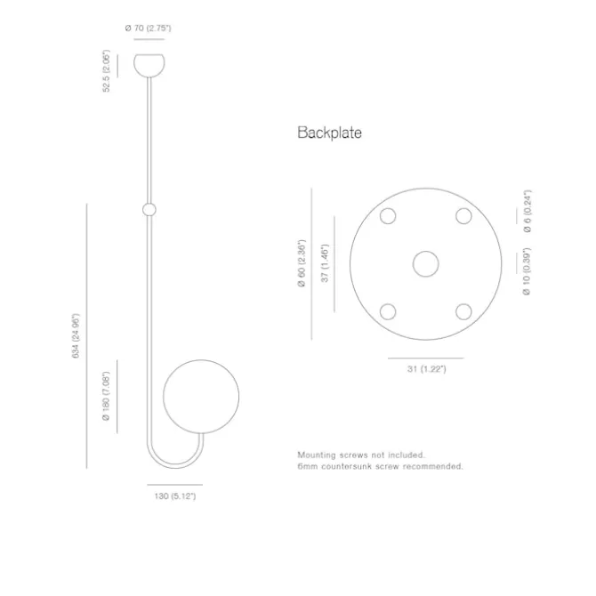 Single Angle Pendant Satin Brass