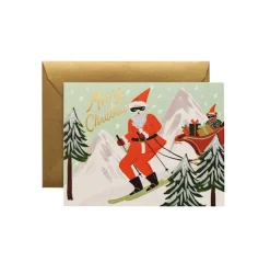 Skiing Santa Card