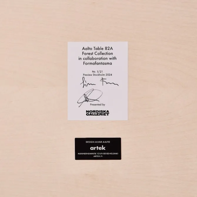 Spesialutgave av Aalto Table 82A Wild Birch, signert Formafantasma