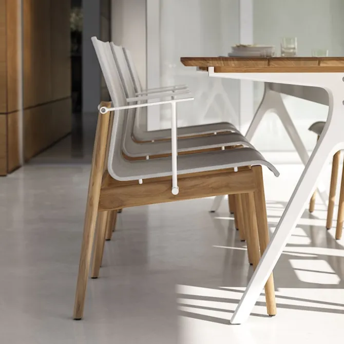 Sway Teak Stacking Chair with Arms