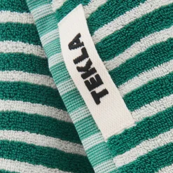 Terry håndkle teal green stripes