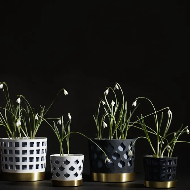 Trio Flower Pot Drop - Gråblå