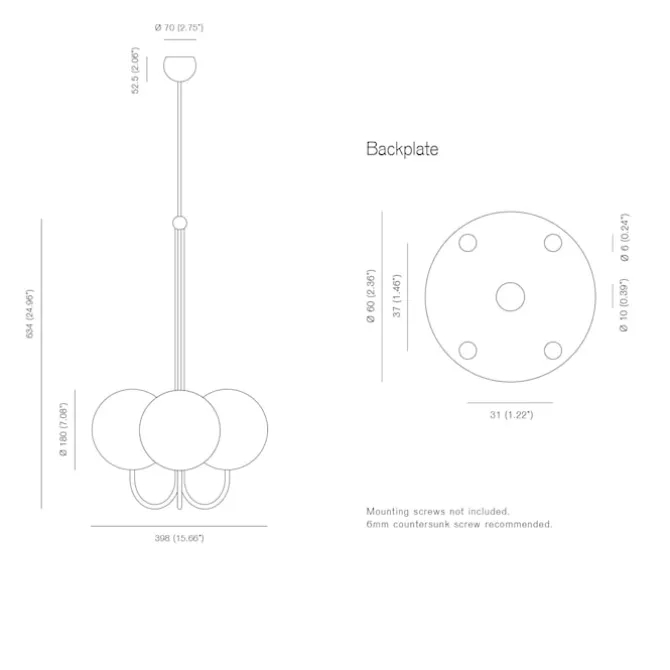 Triple Angle Pendant Satin Brass