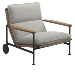 Zenith Lounge Chair with Teak Arms - Meteor
